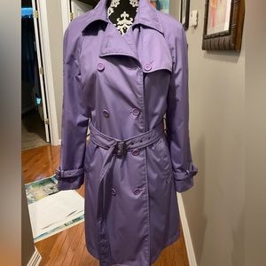 Medium double breasted purple raincoat